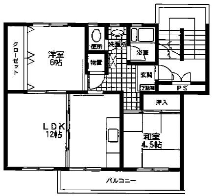 片倉台団地24号棟(2LDK/5階)の間取り写真