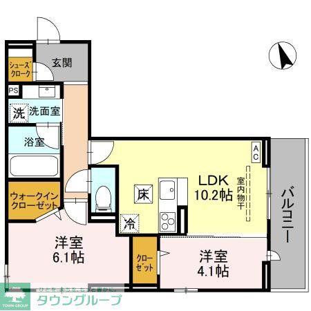 D-ROOM大瀬4丁目SMII(2LDK/1階)の間取り写真