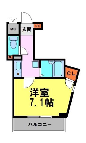 FROSⅠ(1K/5階)の間取り写真