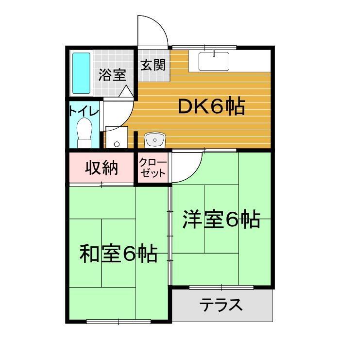 サンハイツ児玉(2DK/1階)の間取り写真