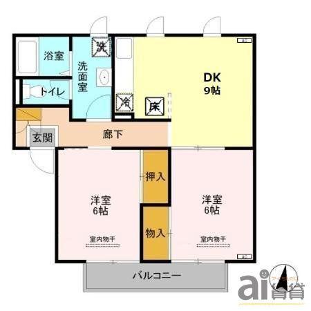 メゾン志藤B(2DK/2階)の間取り写真