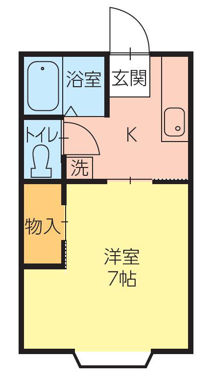 シティハイムウィング(1K/2階)の間取り写真