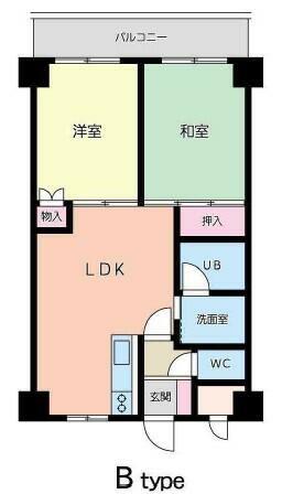 大倉山エステハイム第6(2LDK/2階)の間取り写真