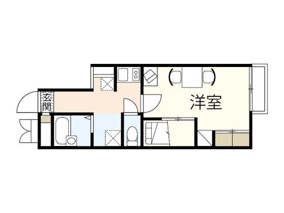 レオパレスクレストハイム(1K/1階)の間取り写真