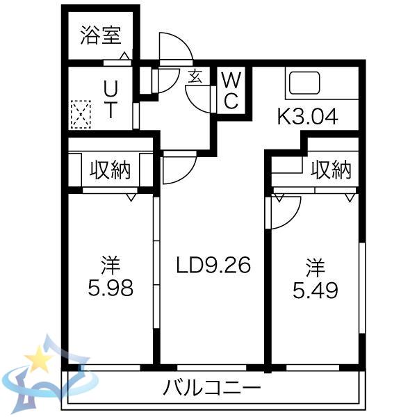 ガーデンテラス4C B棟(2LDK/4階)の間取り写真