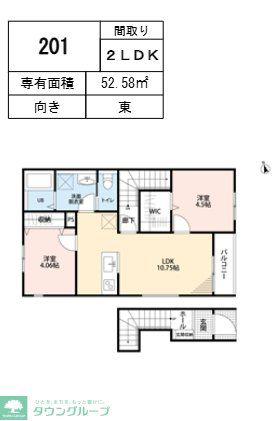 リーブルファイン春日部樋堀(2LDK/2階)の間取り写真