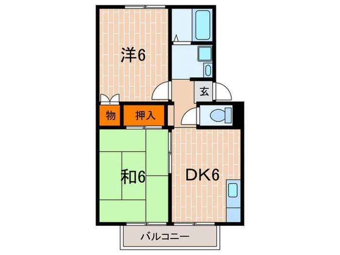 エステートピア狩口(2DK/2階)の間取り写真