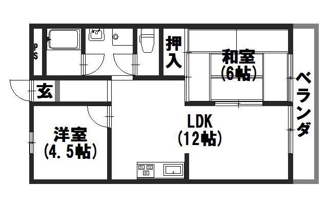ビラキヨシ(2LDK/3階)の間取り写真