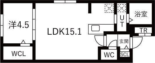 LAND TOYOHIRA(1LDK/3階)の間取り写真