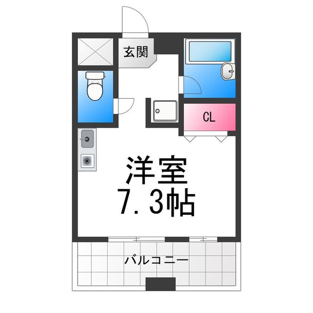 シュプレーム堺(ワンルーム/8階)の間取り写真