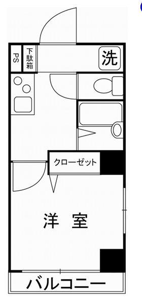 サンパティーク新丸子(1K/7階)の間取り写真