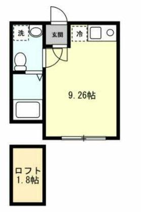 ベイルーム上町屋AB棟(ワンルーム/2階)の間取り写真