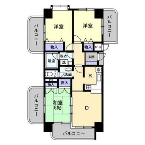 サンハイツ宇多津(3DK/3階)の間取り写真