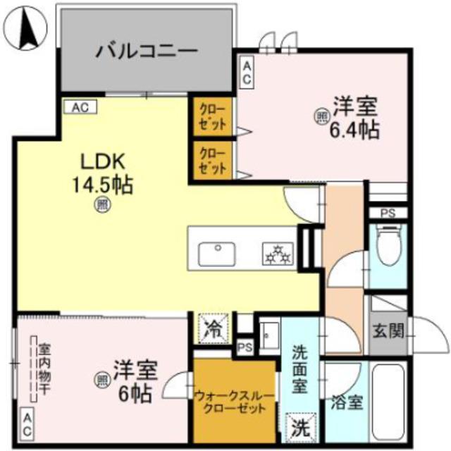ココルトリシア(2LDK/1階)の間取り写真