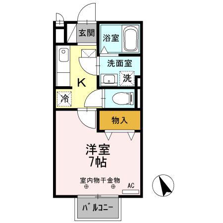 サンシティ スズイ E(1K/1階)の間取り写真