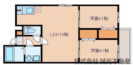 カトレア姪浜III(2LDK/2階)の間取り写真