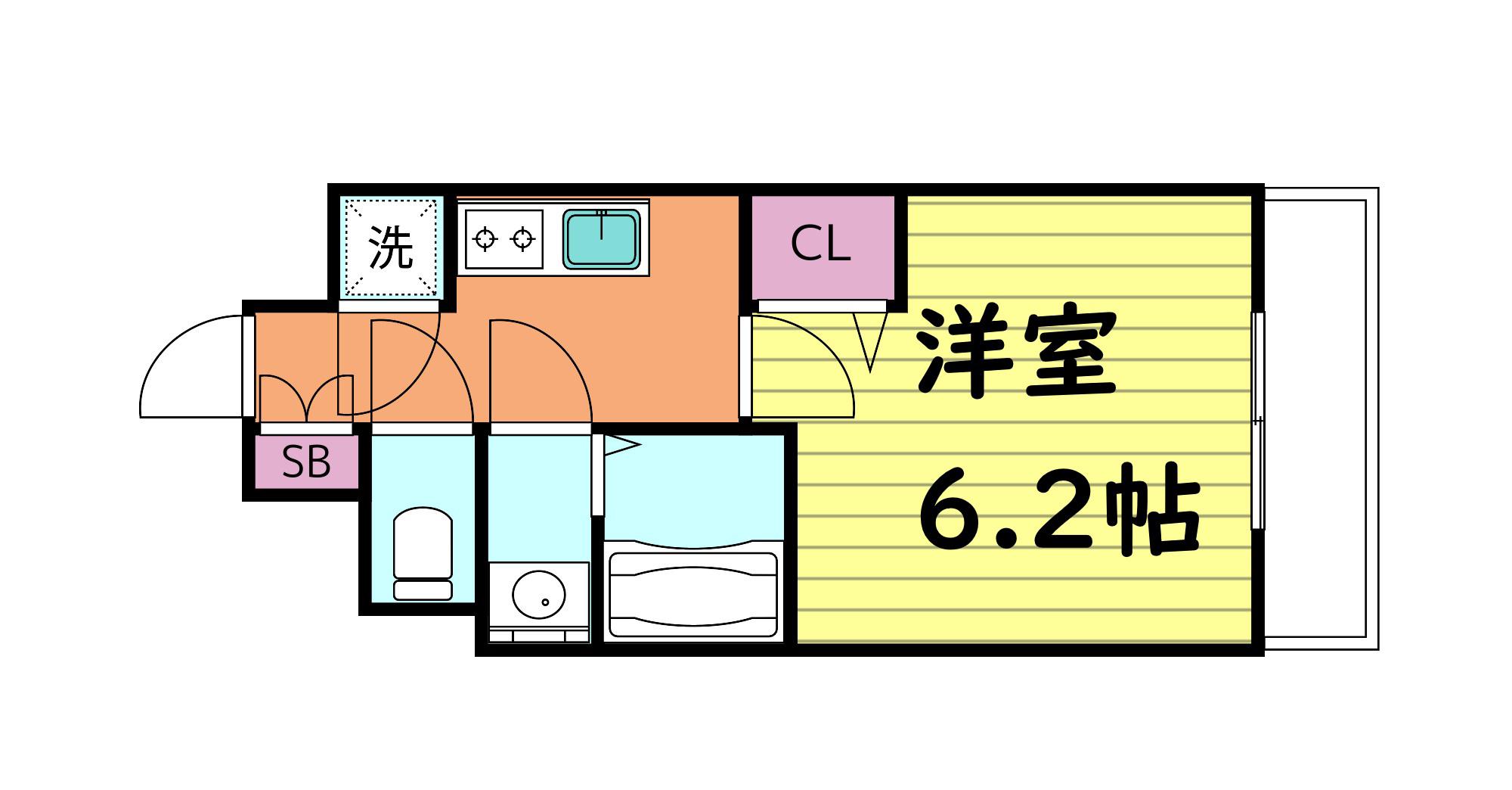 レジュールアッシュ緑橋駅前(1K/7階)の間取り写真
