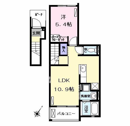 サザンクロスMIIY(1LDK/2階)の間取り写真