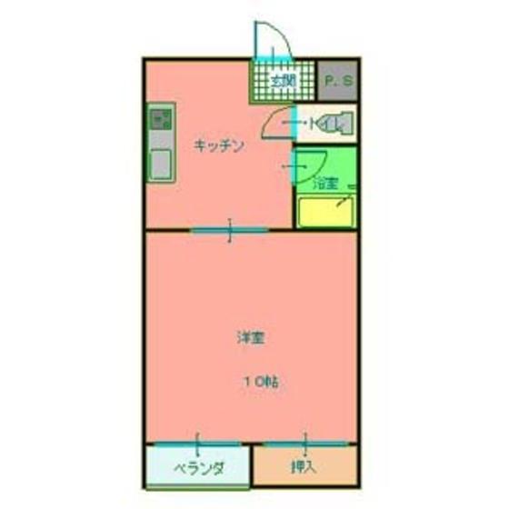 富山地鉄本線 越中荏原駅 徒歩14分 2階建 築37年(1DK/2階)の間取り写真