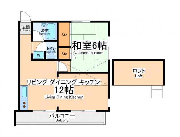 エヴァンス上鶴間B棟(1LDK/2階)の間取り写真