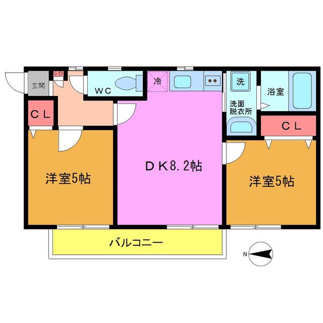 MAISON BRILLER(2DK/2階)の間取り写真