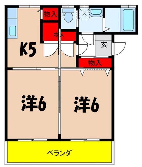 1.2.3メゾン田中(2K/1階)の間取り写真