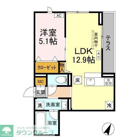 エスペリア新百合ヶ丘(1LDK/1階)の間取り写真