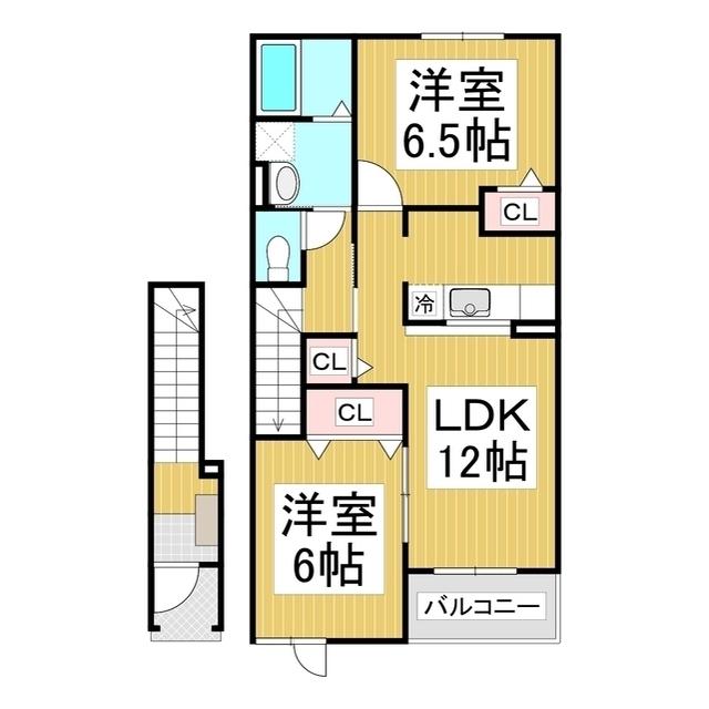プリムローズ A(2LDK/2階)の間取り写真