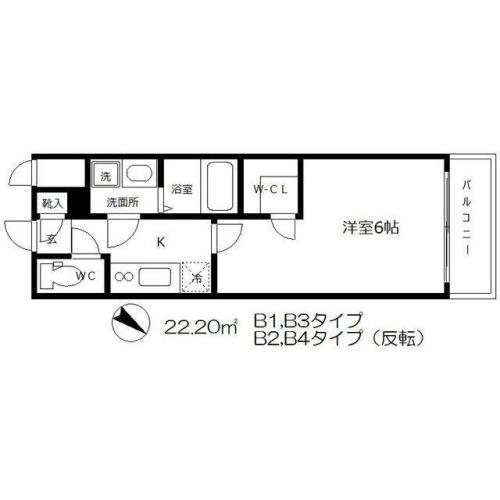 エスリード大阪城(1K/3階)の間取り写真