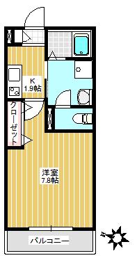 SUN PALETTE(1K/2階)の間取り写真