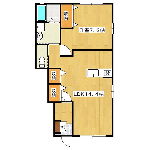 GREEN HILL(1LDK/1階)の間取り写真