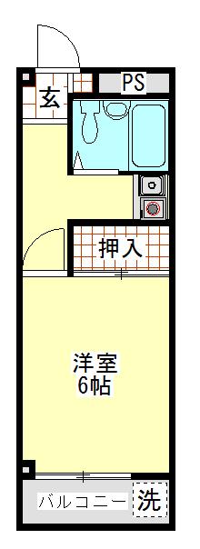 ホワイトヴィラ宮川(1K/2階)の間取り写真