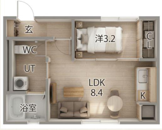 ZELNOVA(1LDK/1階)の間取り写真
