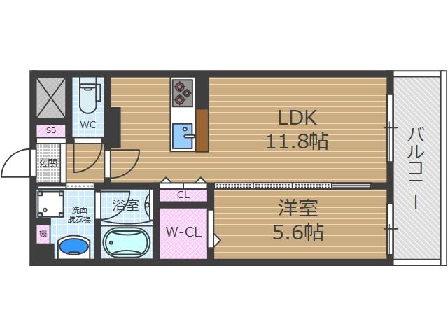 WISTERIA(1LDK/3階)の間取り写真