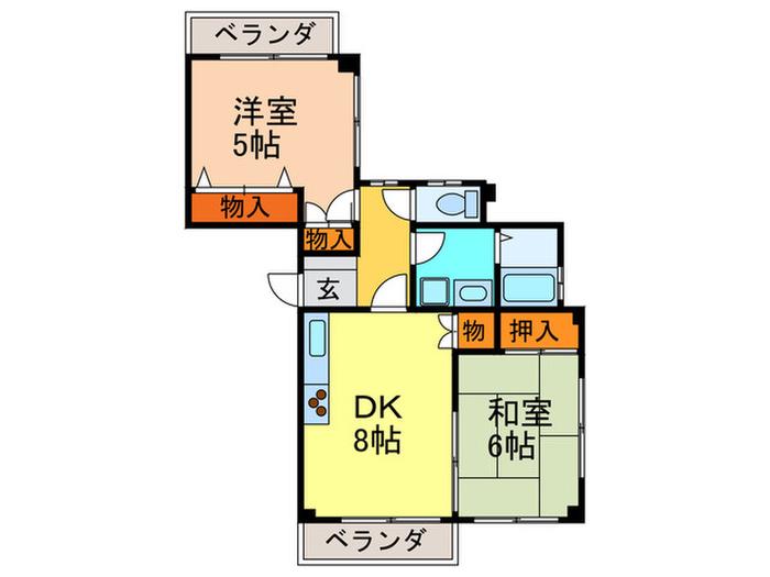 ライフ南口(2DK/2階)の間取り写真