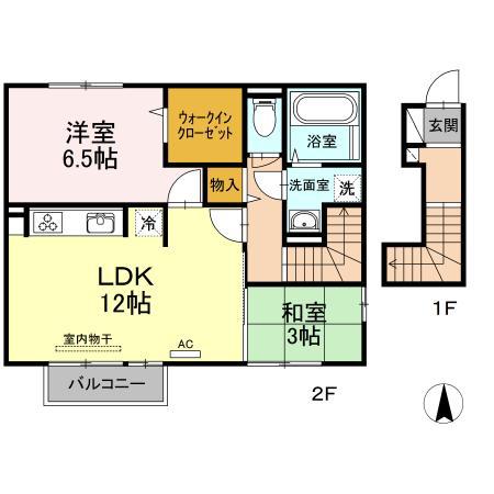 JR高徳線 木太町駅 徒歩13分 2階建 築9年(2LDK/2階)の間取り写真