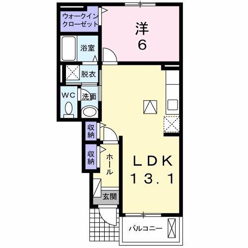 ネッスルシックス(1LDK/1階)の間取り写真