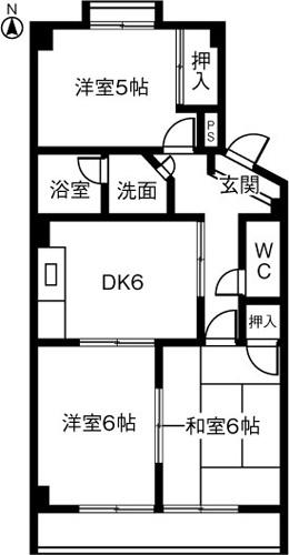 オリオン102(3DK/1階)の間取り写真