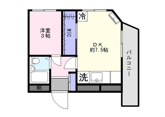 リバティーパレス(1DK/2階)の間取り写真