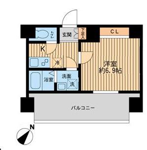 プライマルマチダ(1K/13階)の間取り写真