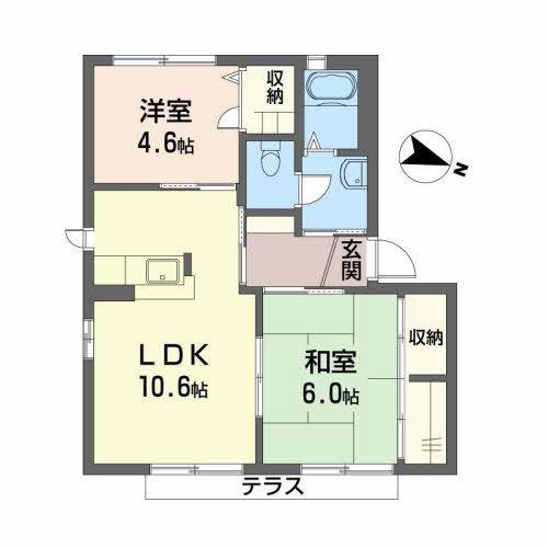 シャーメゾンさくら坂 F棟(2LDK/1階)の間取り写真