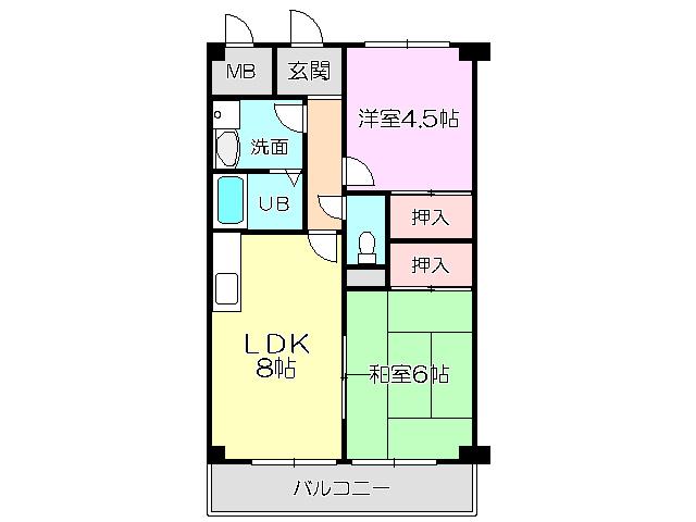 ラフォーレ塚口(2LDK/2階)の間取り写真