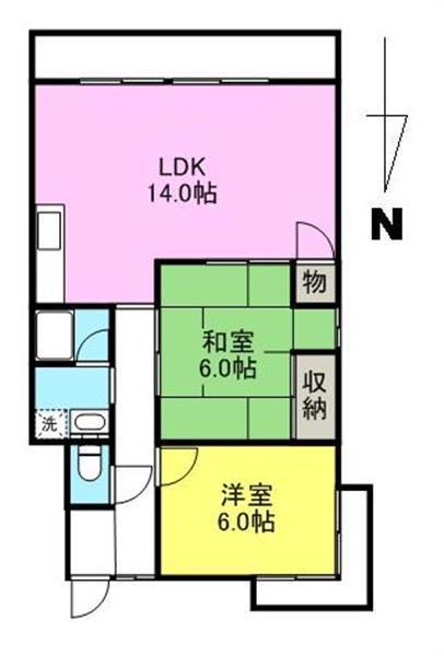 ハイム屋島(2LDK/4階)の間取り写真