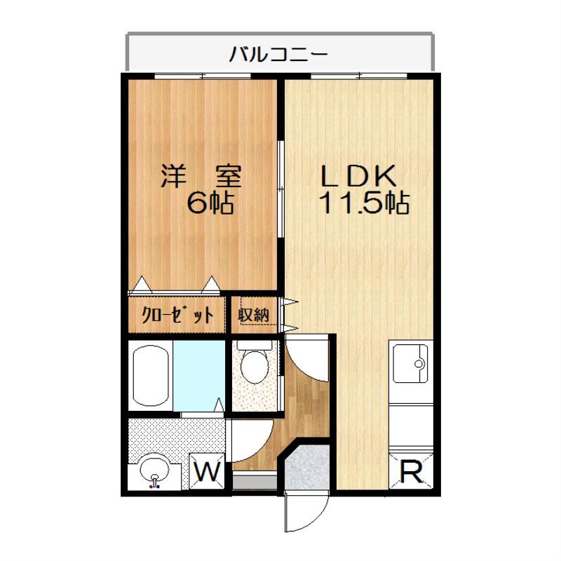 エメビアン(1LDK/1階)の間取り写真