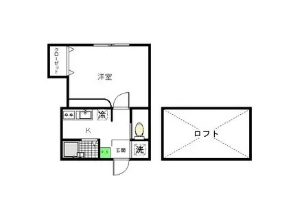 プレイス三原(1K/1階)の間取り写真