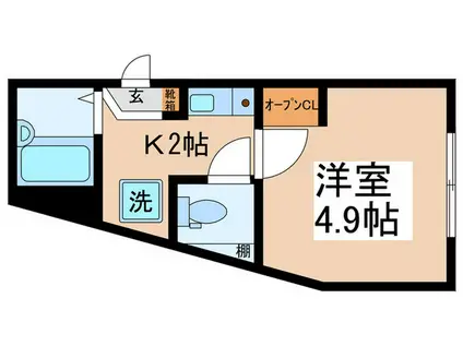 グランコート矢口渡(1K/1階)の間取り写真