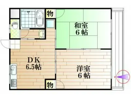 大益ハイツ(2DK/3階)の間取り写真