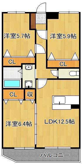 リトルフォレスト守恒(3LDK/1階)の間取り写真