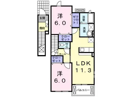 クルーセ(2LDK/2階)の間取り写真