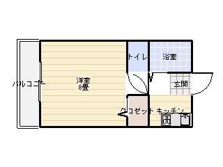 ラブゥールタカサキIII(1K/1階)の間取り写真